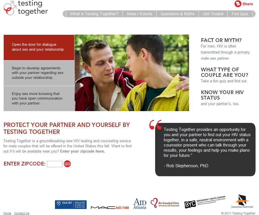 Testing Together home page screenshot
